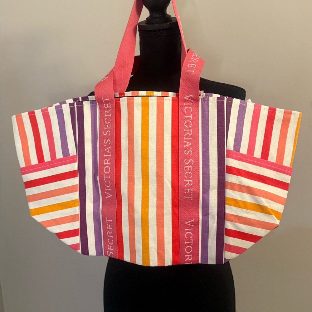Victoria's Secret VS Large bag,overnighter,weekender,bag, tote, striped,colorful